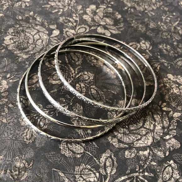 Silver Tone Bangle Bracelets - Picture 1 of 8